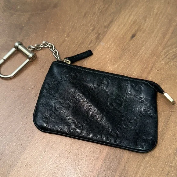 Gucci Guccissma leather embossed key chain coin wallet holder - Picture 1 of 10